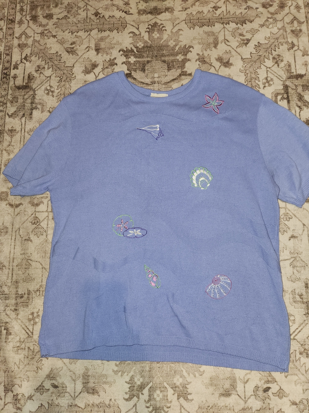 Women's Lavender Embroidered Crewneck Sweater